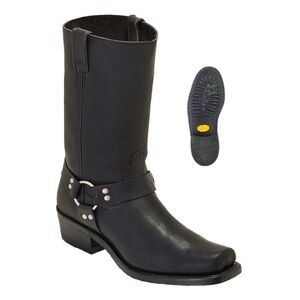 Size 12 Men’s 0017 Boulet Black Leather Motor Cycle Boots